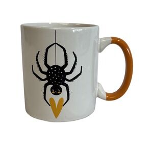 Cute Spider‎ Halloween Coffee Mug Orange Handle White Ceramic